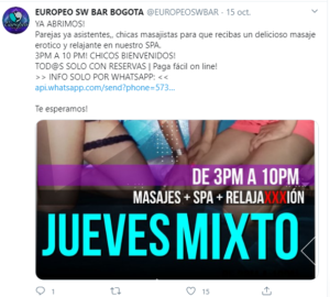 Europeo Bar Sw - bares swinger y fiestas swing con pandemia hoy en Bogotá